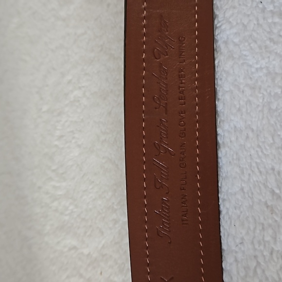 Daniel Cremieux | Men's Leather Brass Sliver Tone Hardware Belt 38 - Picture 8 of 13